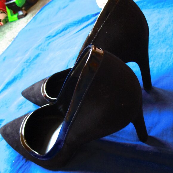 VIA SPIGA BLACK SUEDE HIGH HEEL SHOES-8.5M-NEW-W/LEATHER ACCENT-W/ORIGINAL BOX - Picture 12 of 13